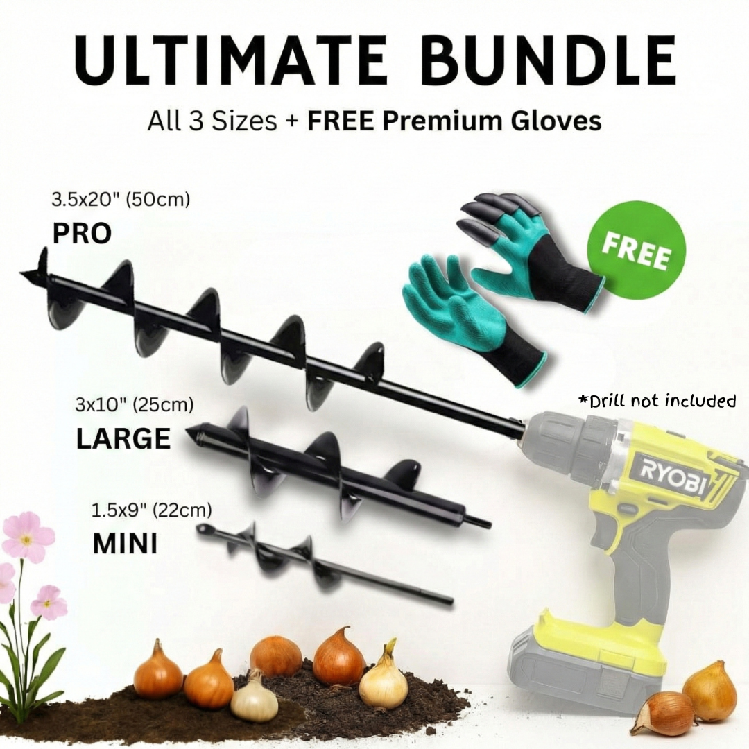Eazy Garden Planting Auger Ultimate bundle with free pair of gardening claw gloves