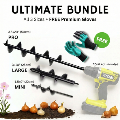 Eazy Garden Planting Auger Ultimate bundle with free pair of gardening claw gloves